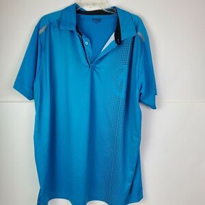 AND1 Men's XL‎ Polo Shirt Short Sleeve Blue Polyester Spandex EUC
